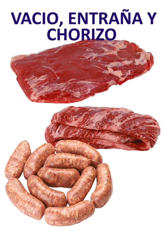 VACIO + ENTRAÑA ANGUS (Irlanda) + CHORIZO CRIOLLO (trasporto gratis)