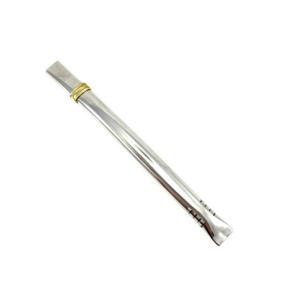 Bombilla Chata Curva - Acero Inoxidable - 17 cm