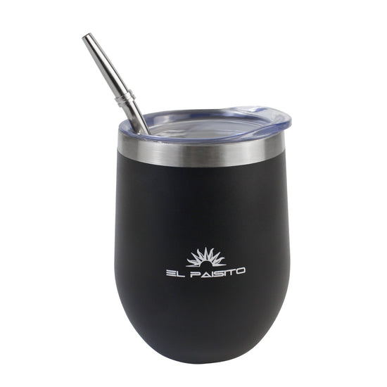 Pack mate con bombilla acero inox EL PAISITO con tapa trasparente