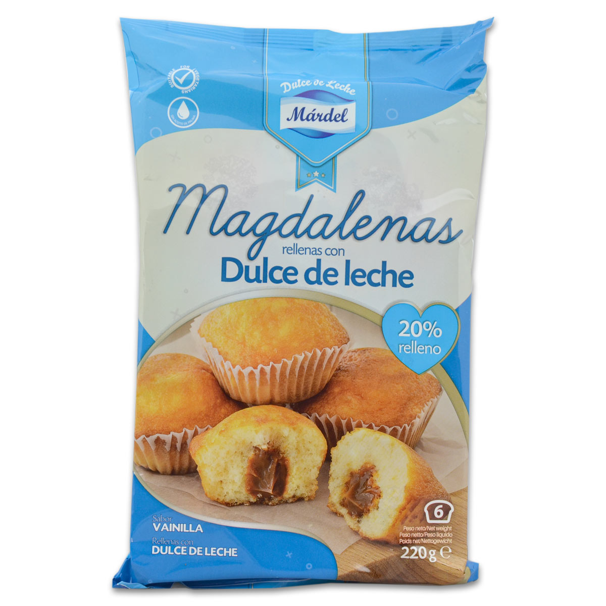 Magdalenas con dulce de leche 220gr. (6 unid. x pack)