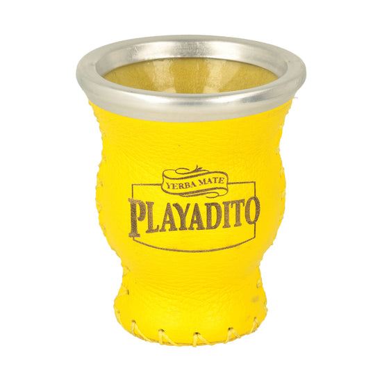 YERBA MATE - PLAYADITO - Mate de vidrio forrado en cuero