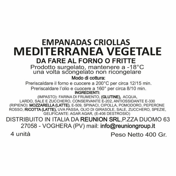 Empanadas Mediterranea ingredienti